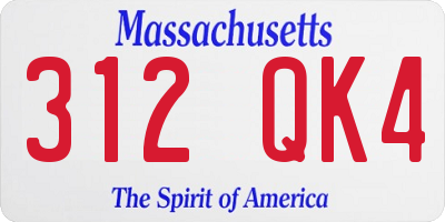 MA license plate 312QK4