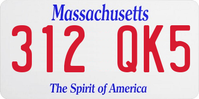 MA license plate 312QK5