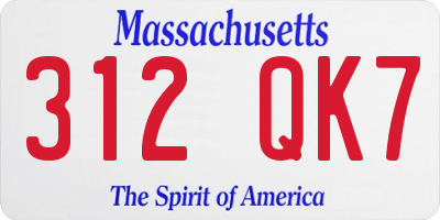 MA license plate 312QK7
