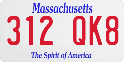 MA license plate 312QK8