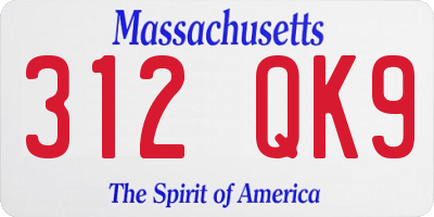 MA license plate 312QK9