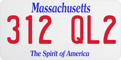 MA license plate 312QL2