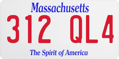MA license plate 312QL4