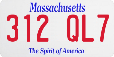MA license plate 312QL7