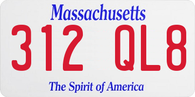 MA license plate 312QL8