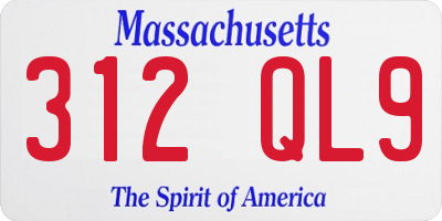 MA license plate 312QL9