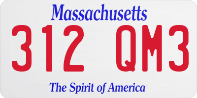 MA license plate 312QM3