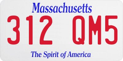 MA license plate 312QM5