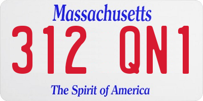 MA license plate 312QN1