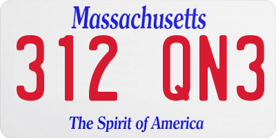 MA license plate 312QN3
