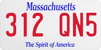 MA license plate 312QN5