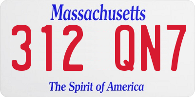 MA license plate 312QN7