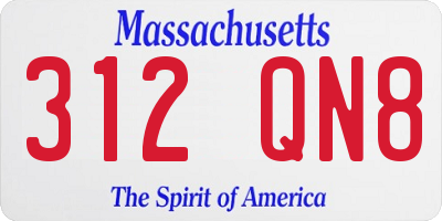 MA license plate 312QN8