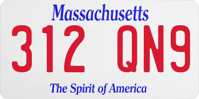 MA license plate 312QN9