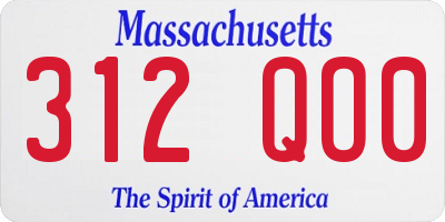 MA license plate 312QO0