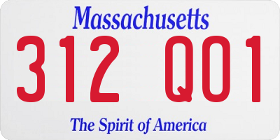 MA license plate 312QO1