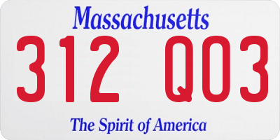 MA license plate 312QO3