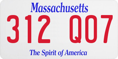 MA license plate 312QO7