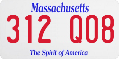 MA license plate 312QO8