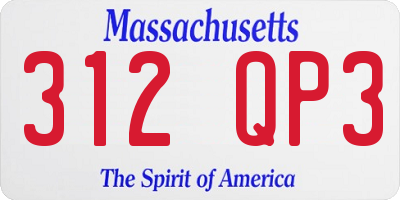 MA license plate 312QP3