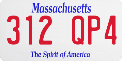 MA license plate 312QP4
