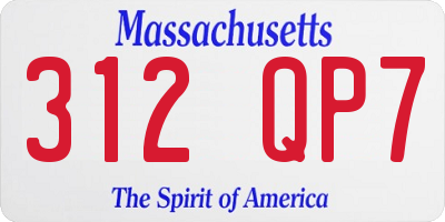 MA license plate 312QP7