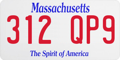 MA license plate 312QP9