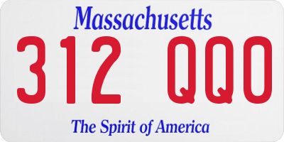 MA license plate 312QQ0