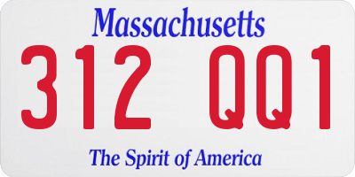 MA license plate 312QQ1