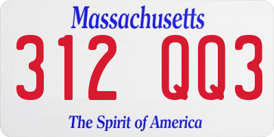 MA license plate 312QQ3
