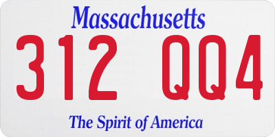 MA license plate 312QQ4