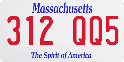 MA license plate 312QQ5