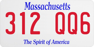 MA license plate 312QQ6