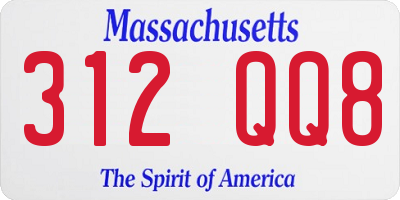 MA license plate 312QQ8