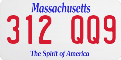 MA license plate 312QQ9