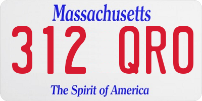 MA license plate 312QR0