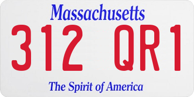 MA license plate 312QR1