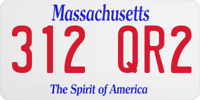 MA license plate 312QR2