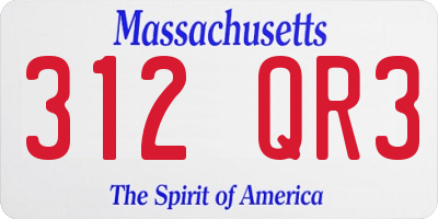 MA license plate 312QR3