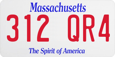 MA license plate 312QR4