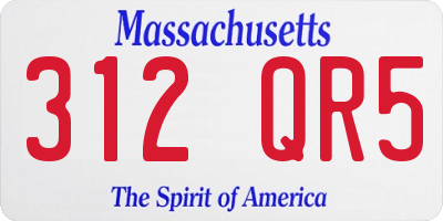 MA license plate 312QR5