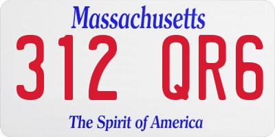 MA license plate 312QR6