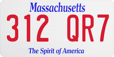 MA license plate 312QR7