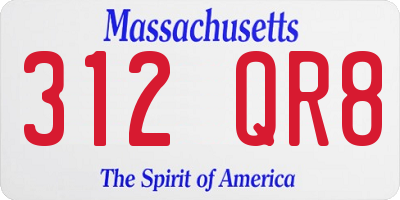 MA license plate 312QR8