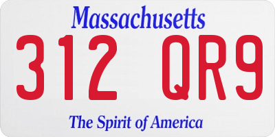 MA license plate 312QR9