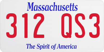 MA license plate 312QS3