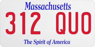 MA license plate 312QU0