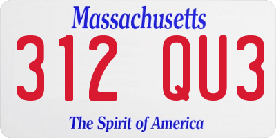 MA license plate 312QU3