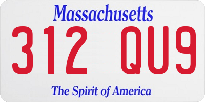 MA license plate 312QU9