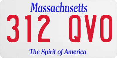 MA license plate 312QV0